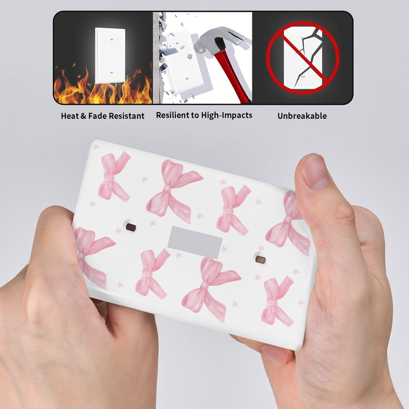 Pink Bow Single Toggle Light Switch Plate Cover 1 Gang Decorative Outlet Plat…