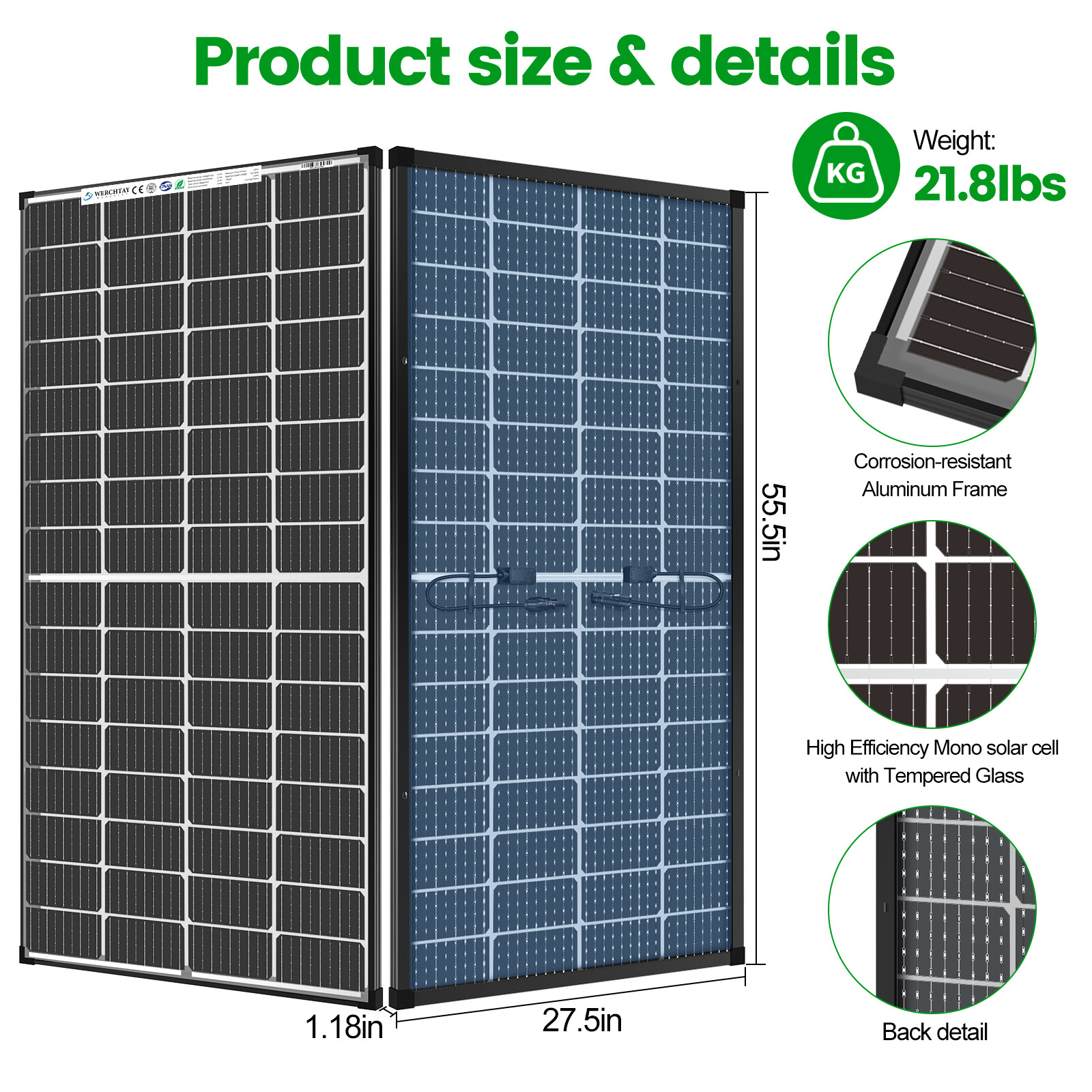 100W 150W 200W 300W 400W Watt Solar Panel Mono Home Charging RV Camping Battery