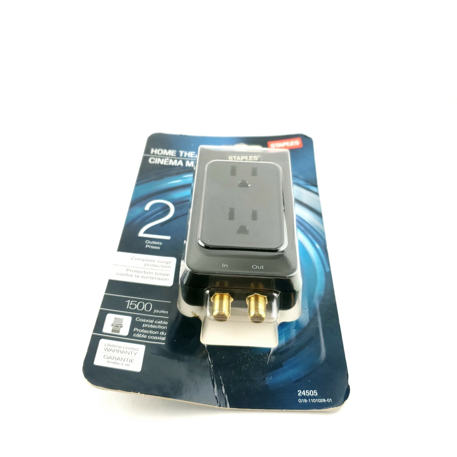 Home Theater Surge Protector 2 Outlets 1500 Joules Coaxial Cable USA Seller