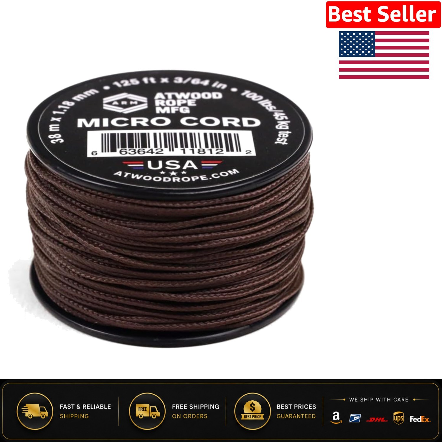 Tactical Nylon/Polyester 125ft Micro Utility Cord – Lightweight & UV Resistant