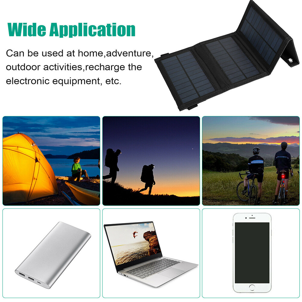 100W USB Solar Panel Folding Power Bank Outdoor Camping Hiking Phone Charger Kit
