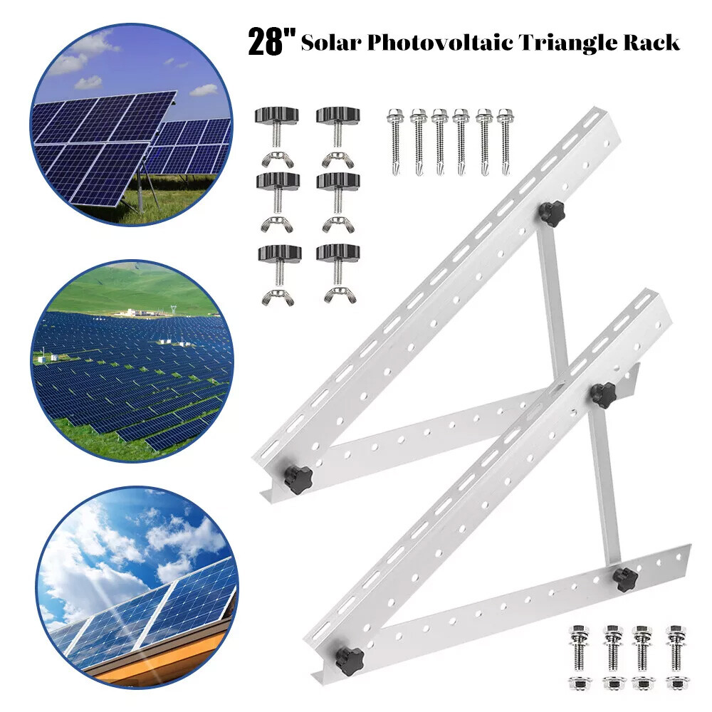 28″ Solar Panel RV Tilt Mount Brackets Ground Roof Flat Surface Adjustable Fram