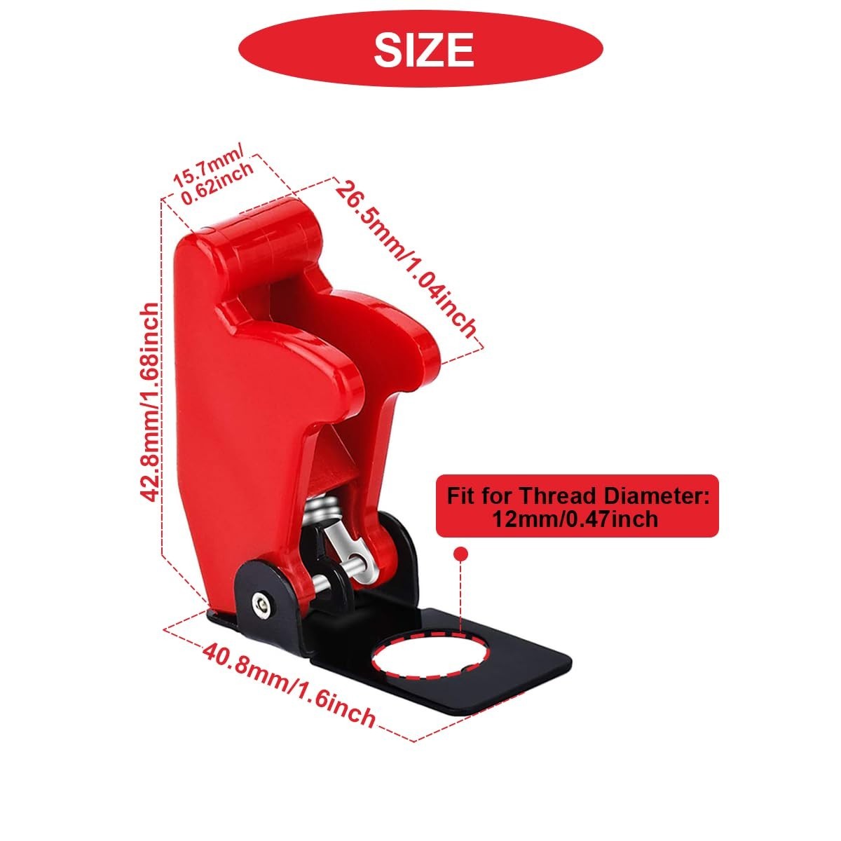 Versatile 12mm Red Plastic Toggle Switch Caps – Waterproof & Dustproof Pack of 3