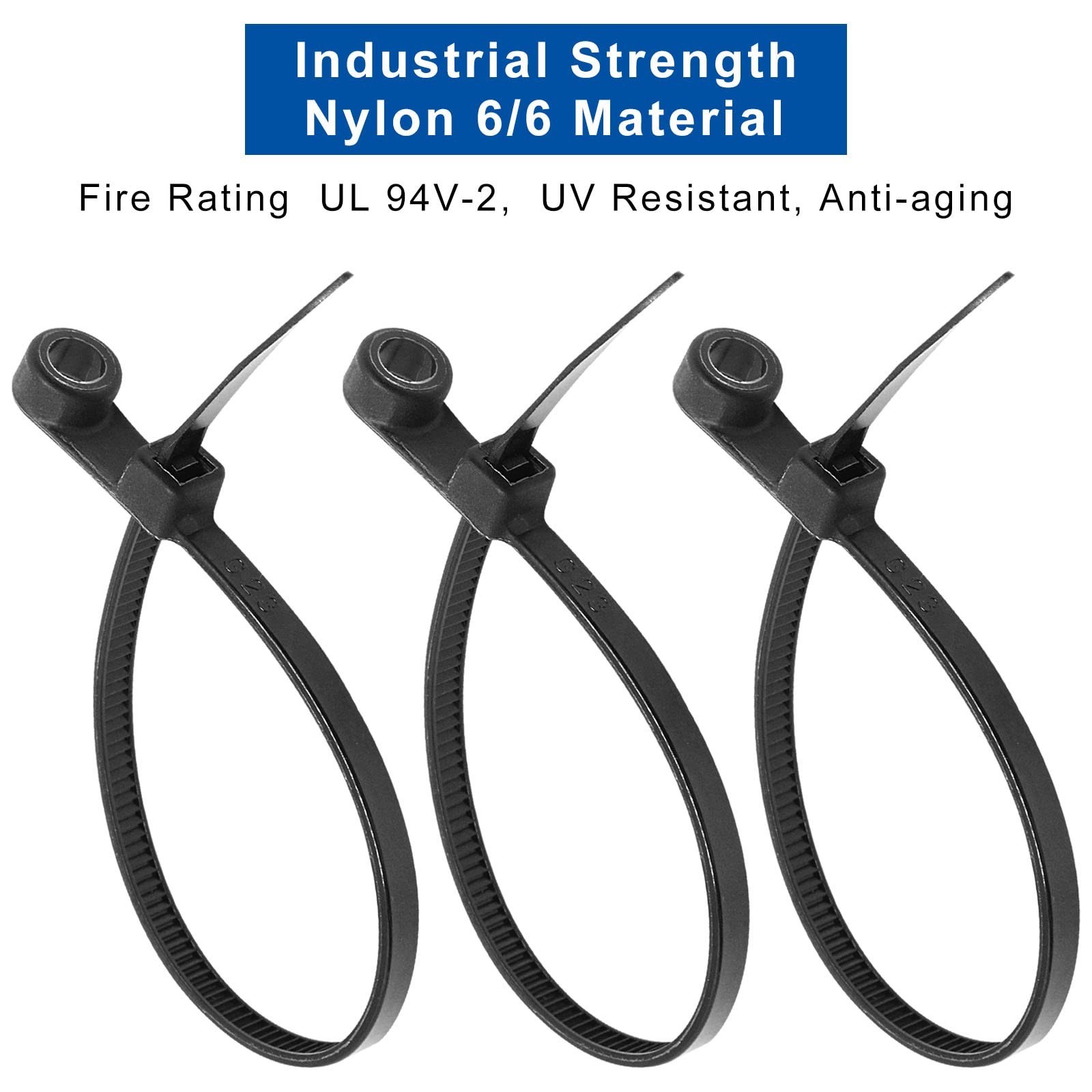 Zip Ties with Screw Hole 150 Pcs, 6 inch 48lbs Electrical Cable Ties Straps, …