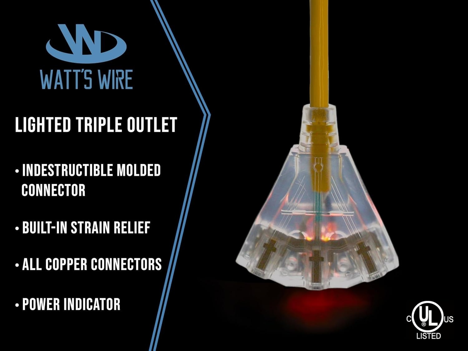 Lighted 15ft Heavy Duty Outdoor Extension Cord – Waterproof & Abrasion Resistant