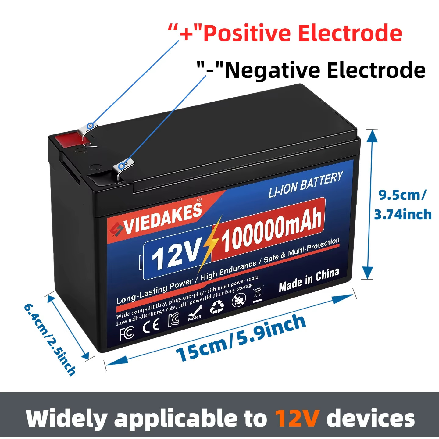 100Ah 12V LiFePO4 Battery Rechargeable – Grade A Cells 2000+ Cycles for Solar Sy