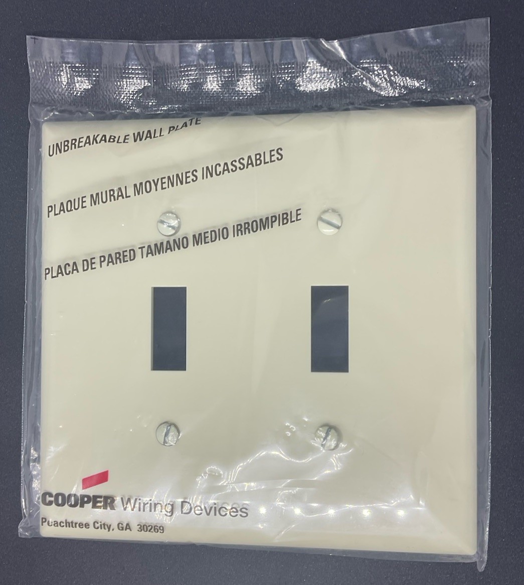 Two Gang Toggle Wallplate Almond Mid Size – 40 Pack Cooper/Eaton PJ2A