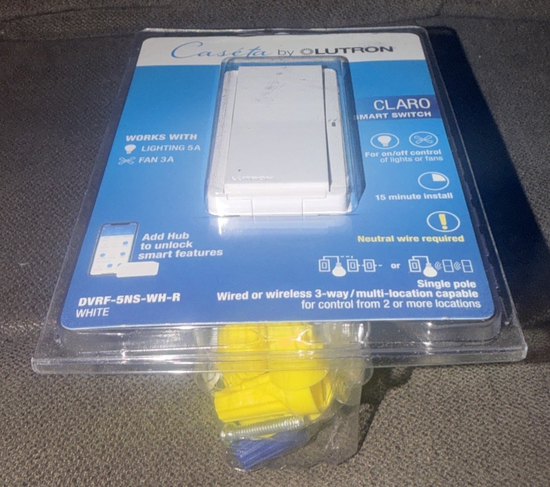 Lutron💡Caseta Smart Lighting Claro White Rocker Light Switch DVRF-5NS-WH-R