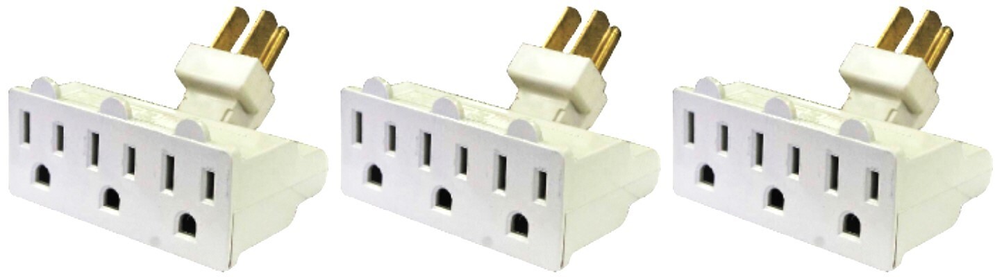 3 Pack Swivel 3-Way Grounded Electrical Outlet Wall Plug Power Splitter Adapter