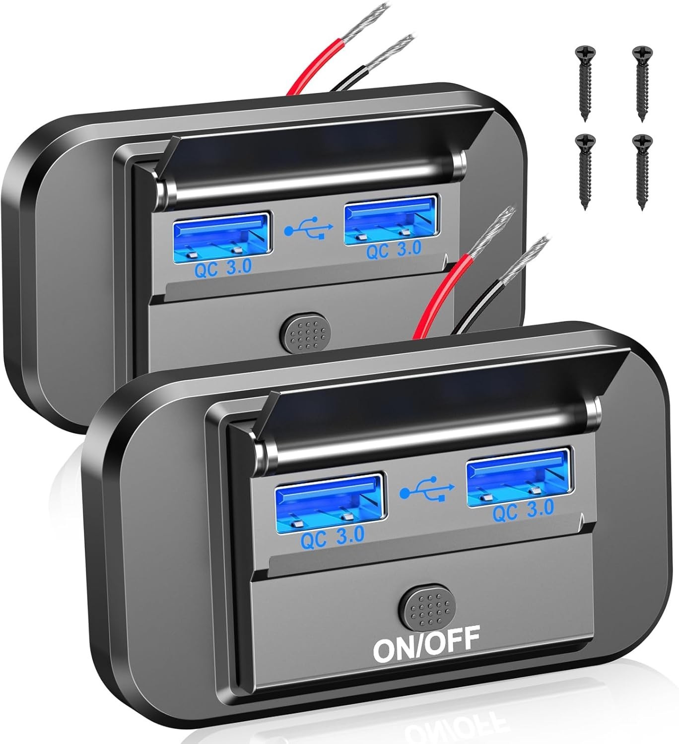 2 Pack 12V USB Outlet Dual Quick Charge 3.0 Car USB Ports: 12 Volt Power Outlet
