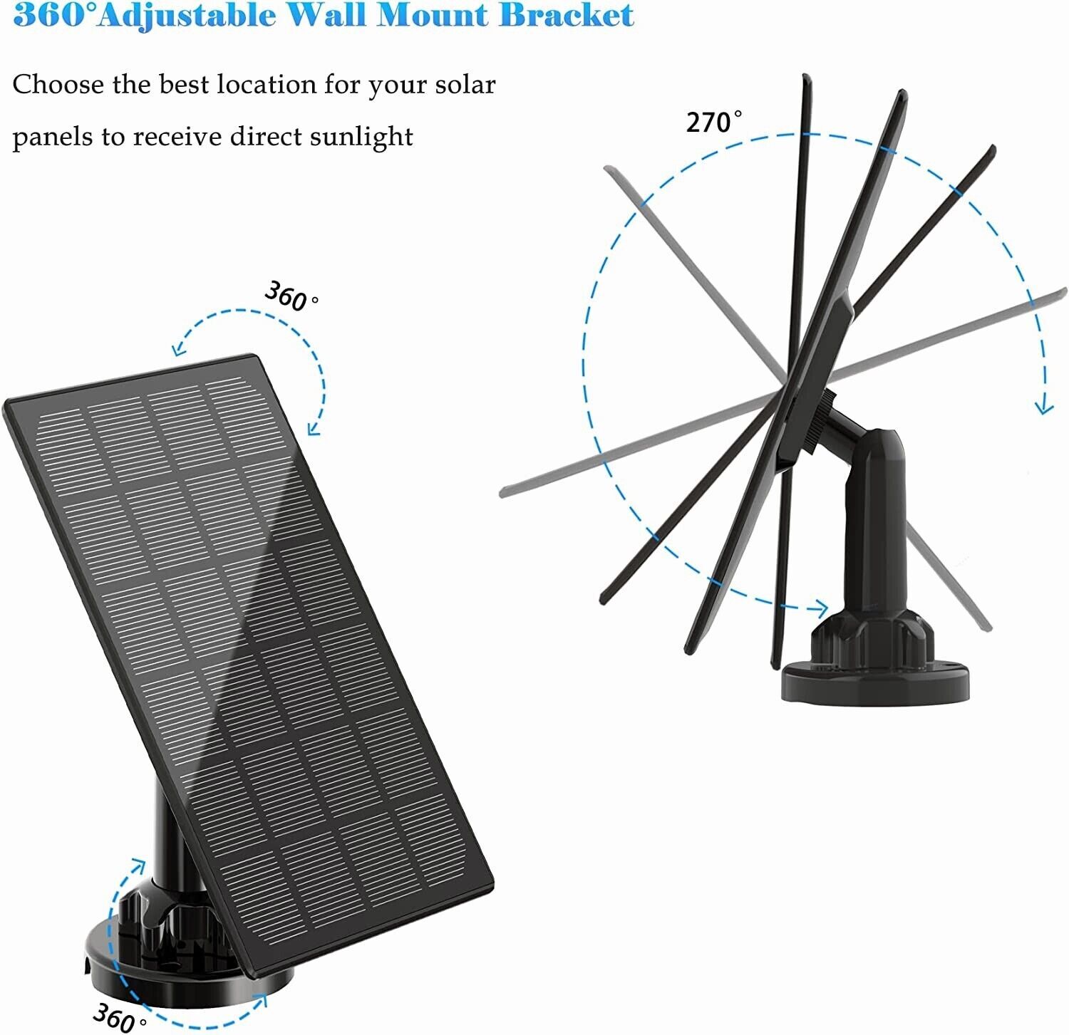 4W Solar Panel for Ring,Blink,Eufycam,Wyze,Reolink Rechargeable Battery Camera