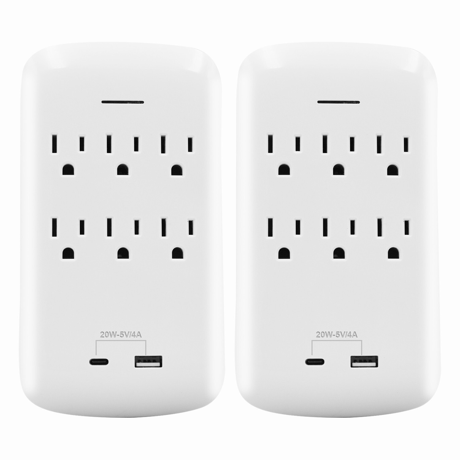 2Pack Wall Outlet Extender with USB C Wall Charger Outlets Surge Protector Micmi