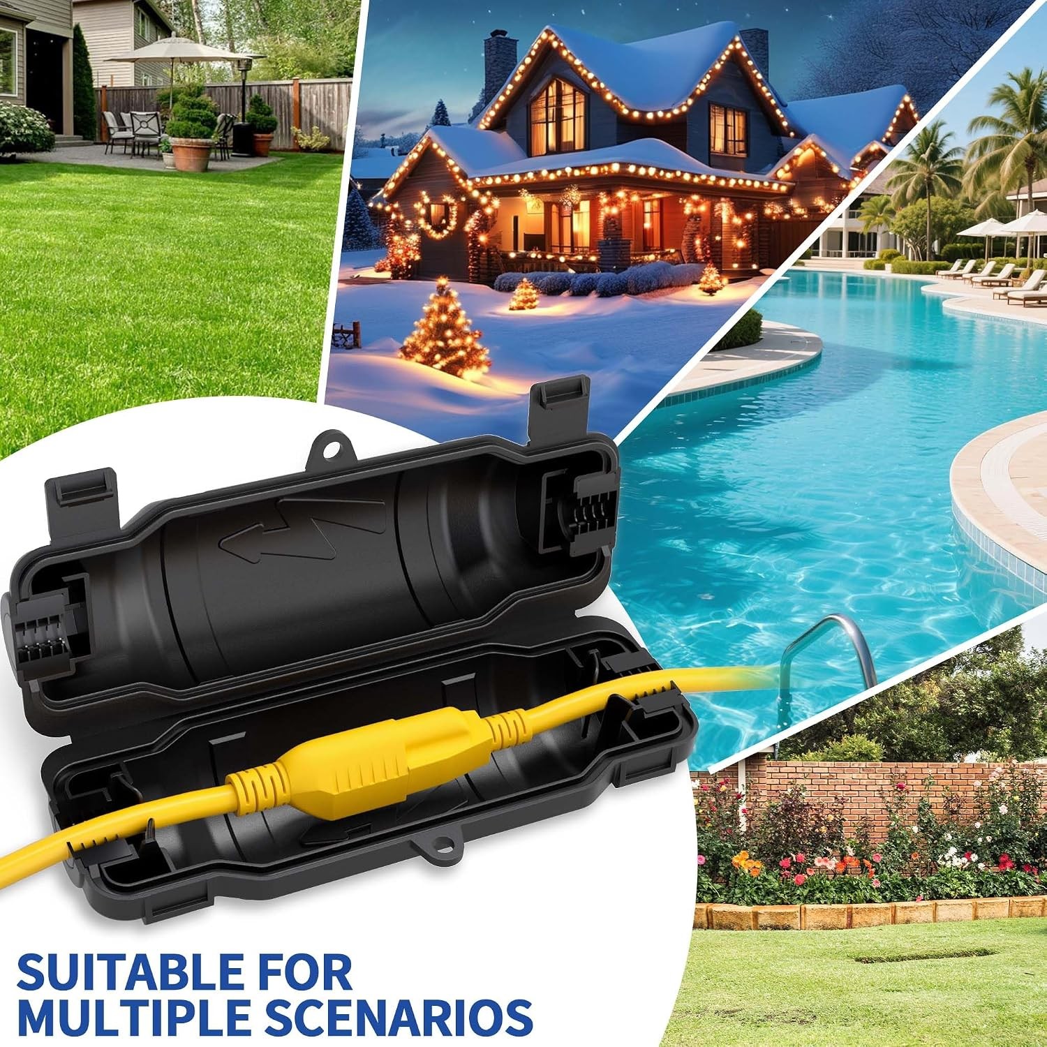Outdoor Extension Cord Safety Cover W/ Waterproof Seal IP54 Water-Resistant