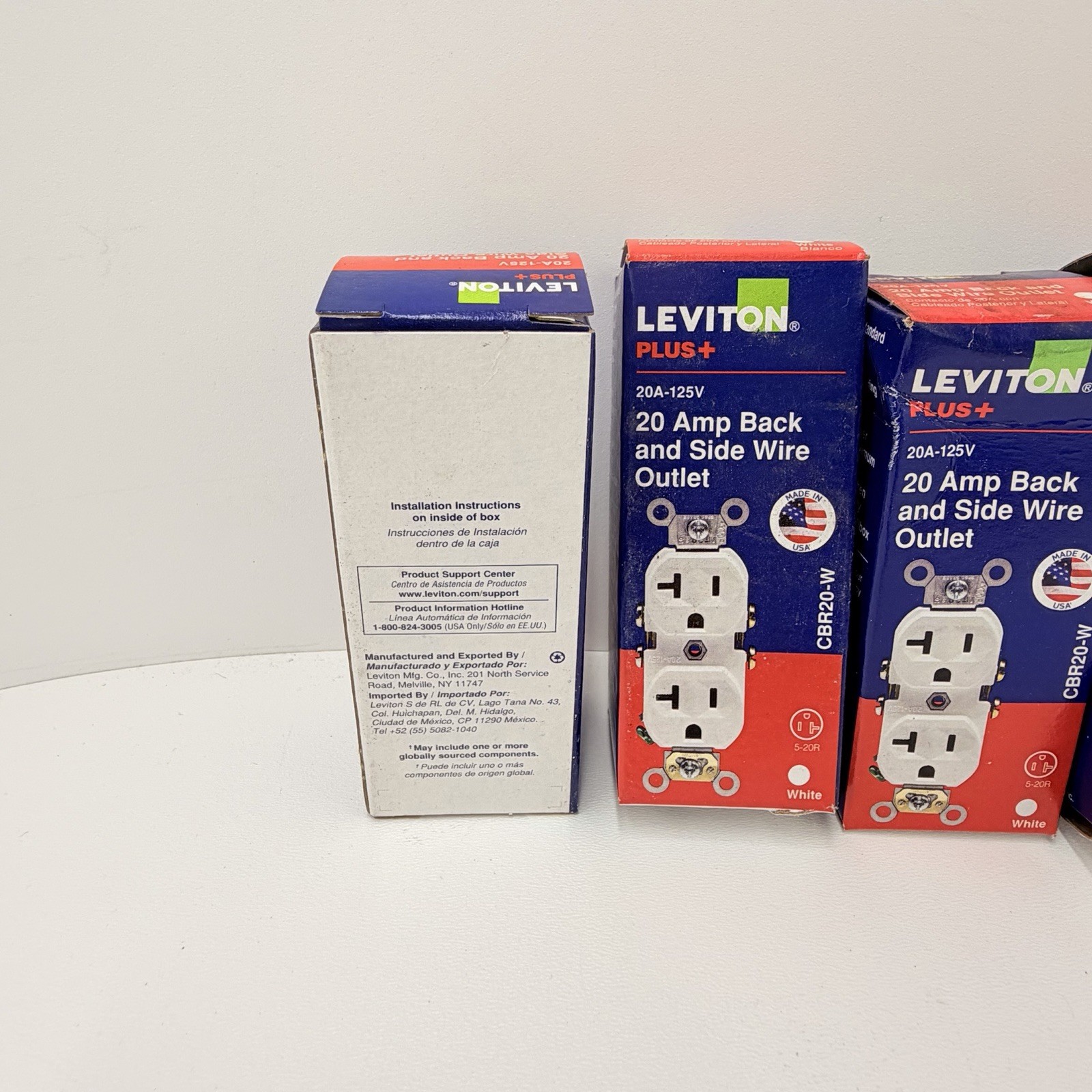 Leviton CBR20-W 20A Duplex Outlet White Back Side Wire Lot 6 NEW