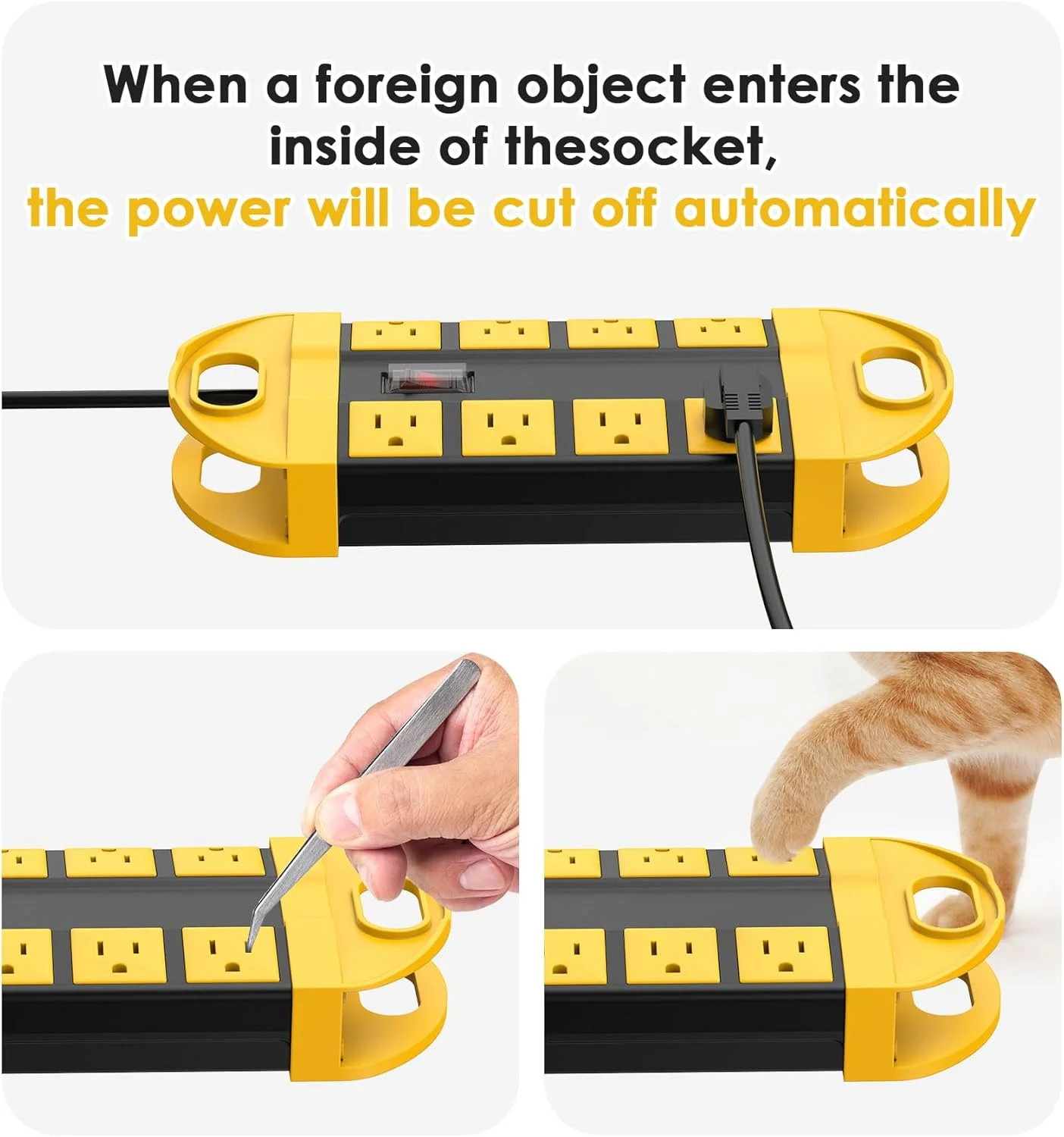 CCCEI GFCI Outdoor Power Strip Weatherproof with 8 AC, Waterproof Extension Cord