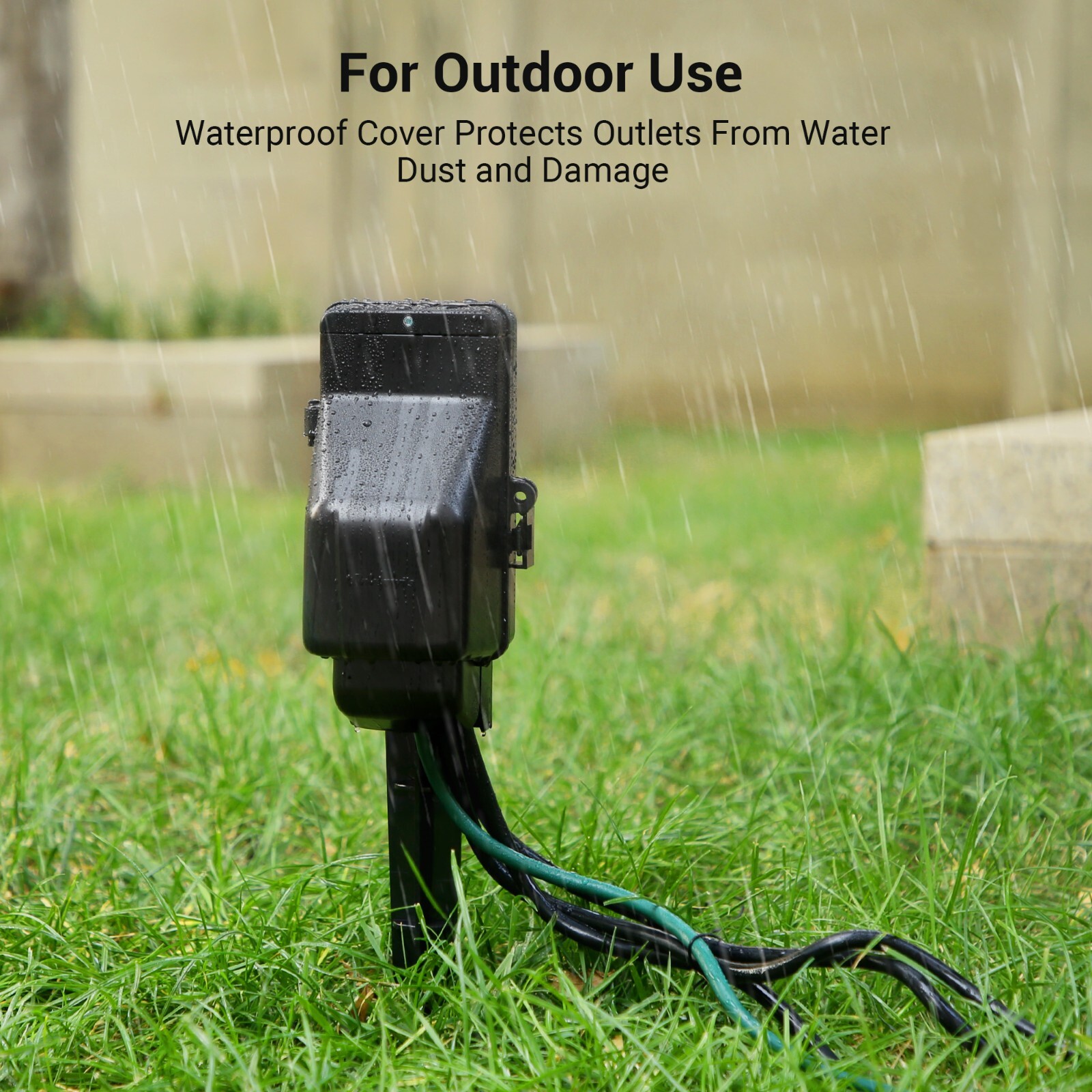DEWENWILS Hallow Dusk to Dawn Outdoor Power Strip Stake Overload Protection