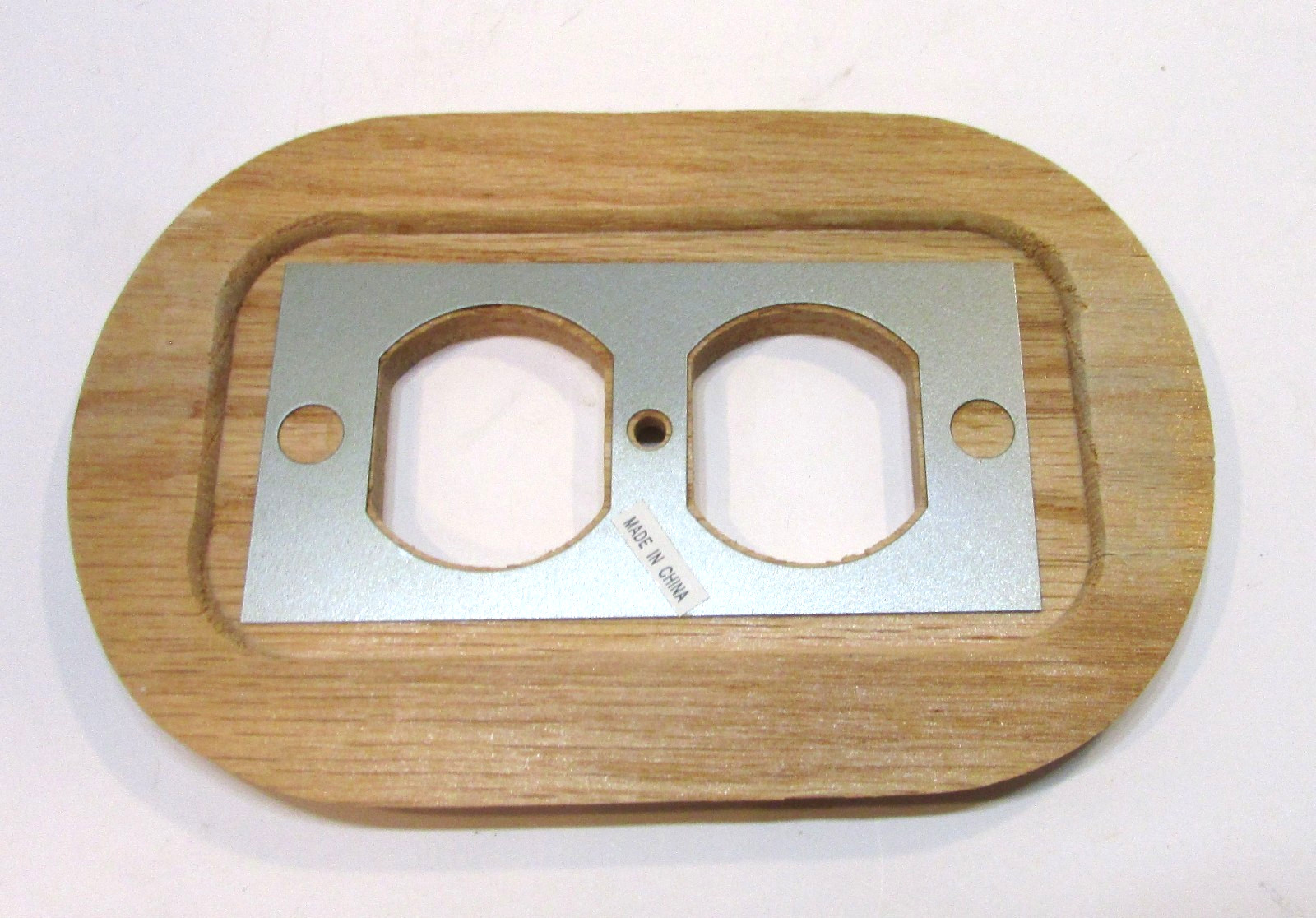 Vintage 1980s Oblong Rectangle Rounded Wood Wall Electric Outlet Box Plate Cover