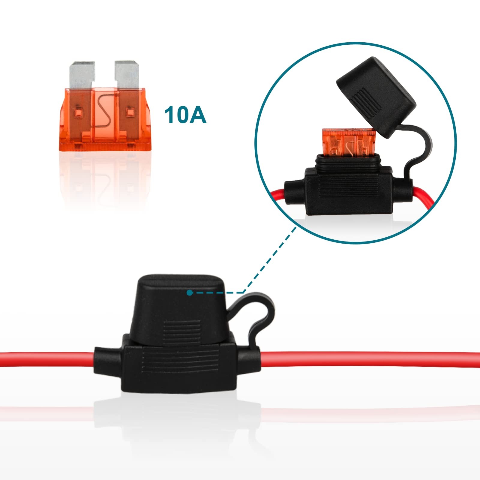 SAE Battery Connector 10AWG 2FT, SAE to O Ring Battery Connector