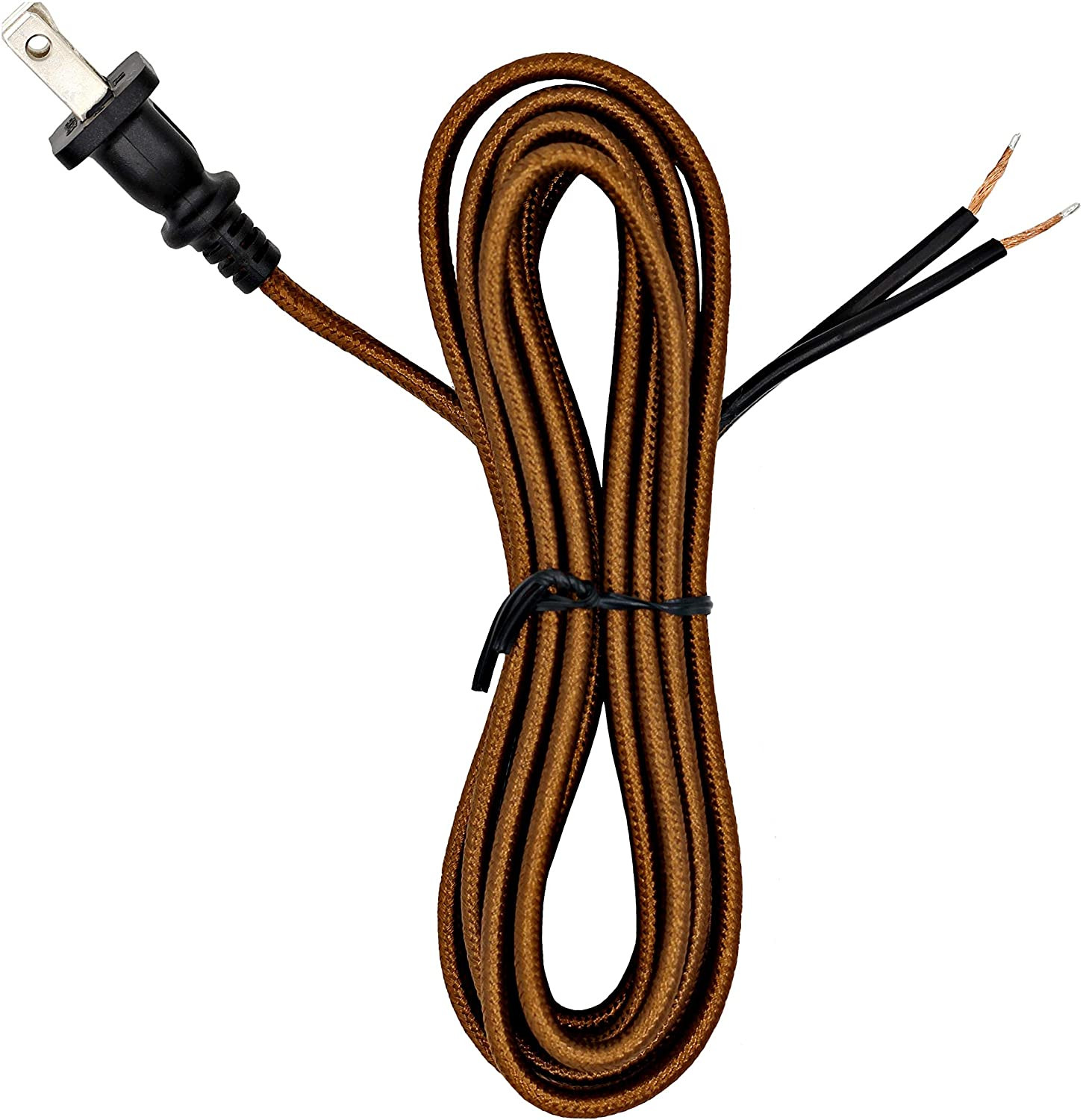 Rayon Cloth Covered Electric Lamp Cord with End Plug, Stripped
