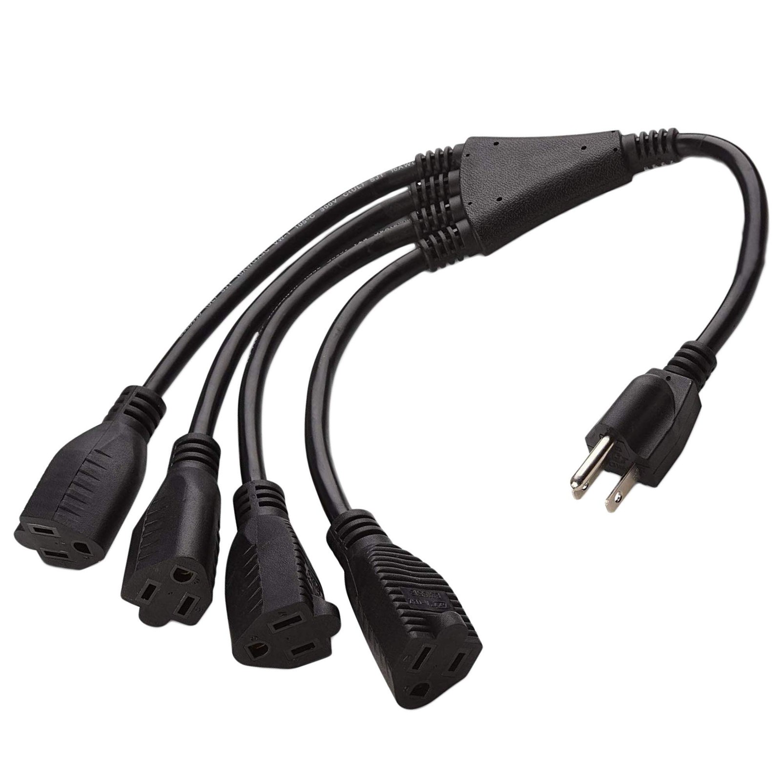 4 Way Power Splitter – 1 to 4 Extension Cord Splitter, 1.5′ Short Extension C…