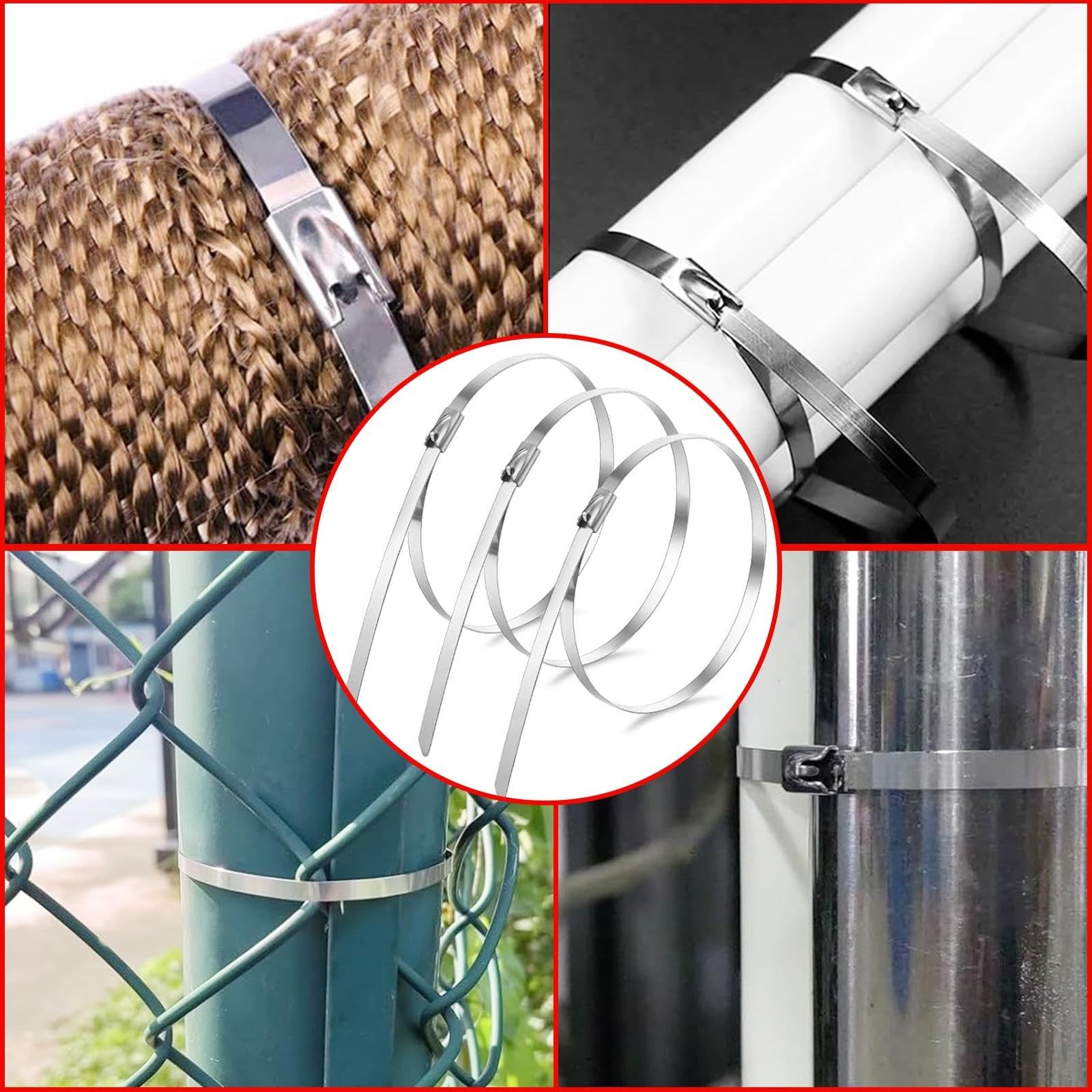 Metal Zip Ties & Cable Tie Gun Set, 100PCS 11.8 Inch 304 Stainless Steel…