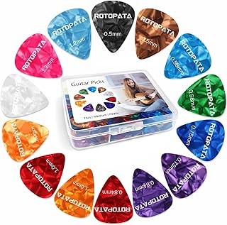 ROTOPATA 60 Pack Guitar Picks Variety Pack with Organizer Box | Colorful Cellulo