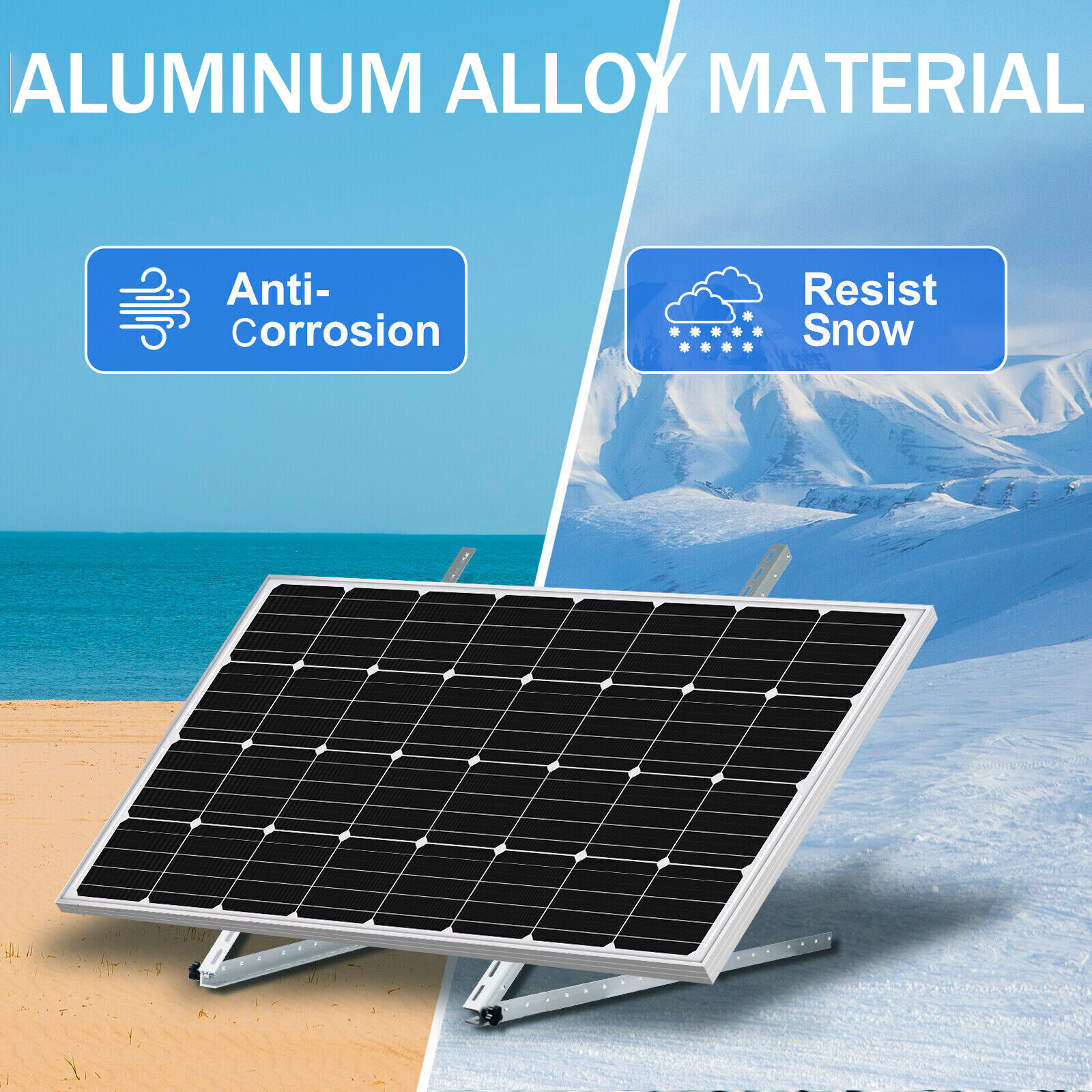 2 Set Solar Panel RV Tilt Mount（45in）Brackets Roof Flat Surface Adjustable Frame