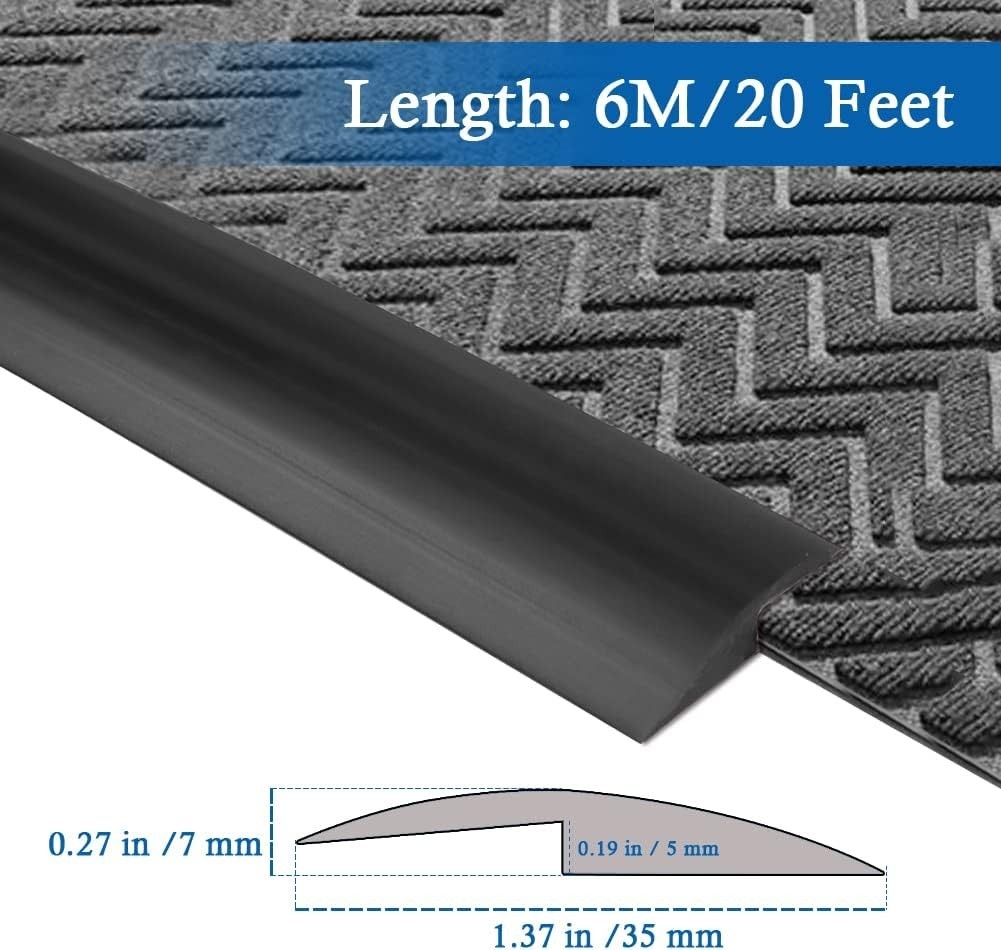 20ft Black Floor Transition Strip for Easy DIY Edging – Suitable for 5mm Height