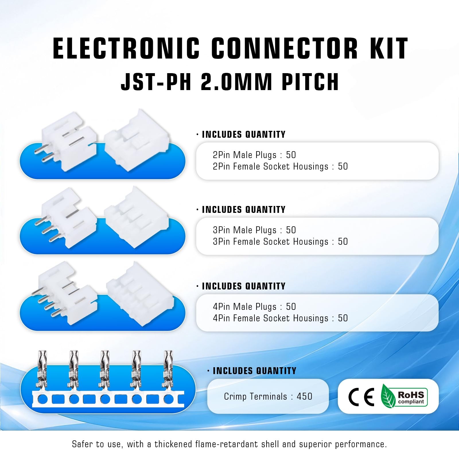 CQRobot JST PH 2.0 mm Pitch 2-Pin/3-Pin/4-Pin 2P/3P/4P, 2P/3P/4P