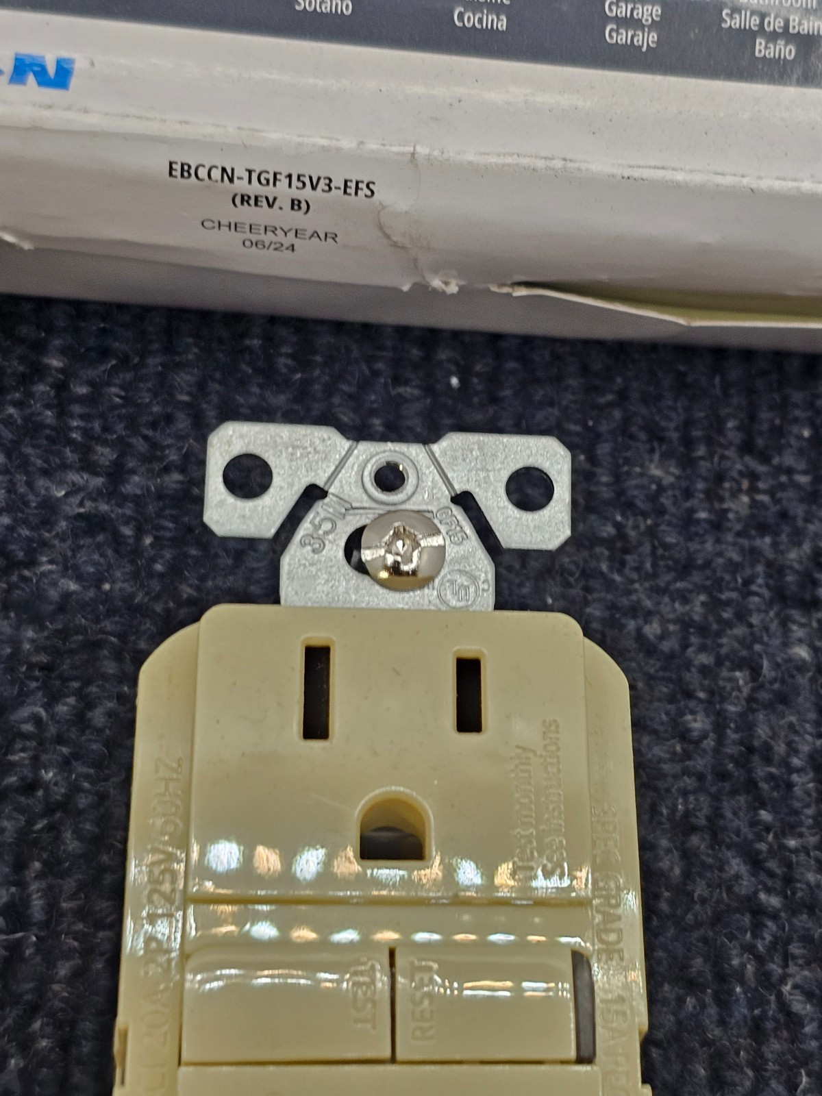 (QTY 3) Eaton TRGF15V-3-L: 15A Tamper Resistant Duplex Receptacle – Ivory
