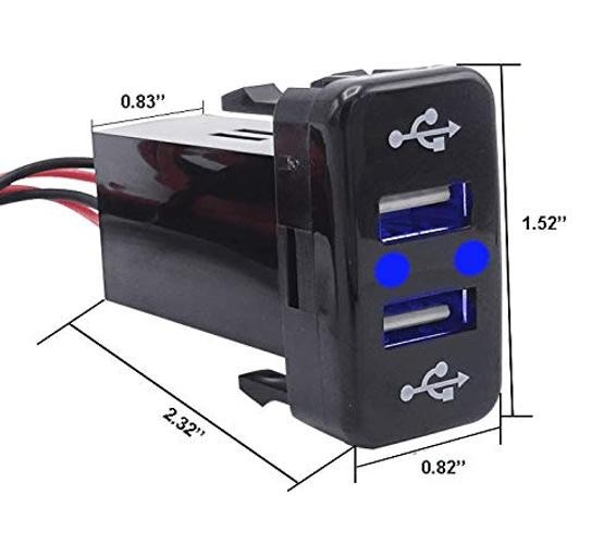 Dual USB Power Socket Charger LED Power Outlet 2.1A Blue LED Light Compatible