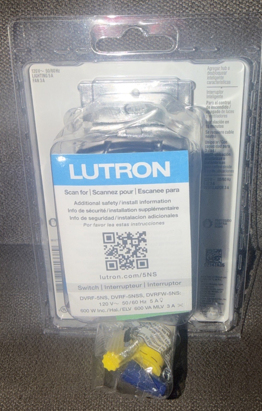 Lutron💡Caseta Smart Lighting Claro White Rocker Light Switch DVRF-5NS-WH-R