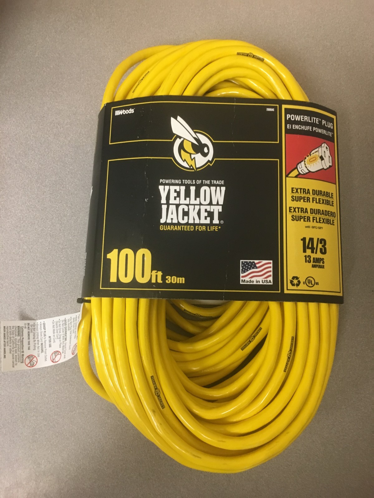 Yellow Jacket Outdoor 100 ft. L Yellow Extension Cord 14/3 SJTW