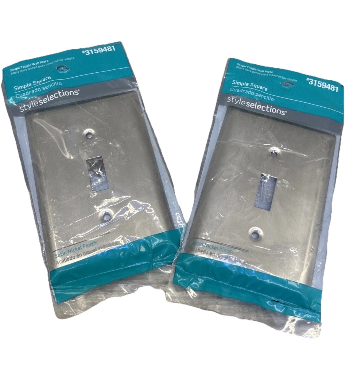 Lot Of 2 – Style Selection Toggle Electrical Switch Wall Plate, Satin Nickel {8}