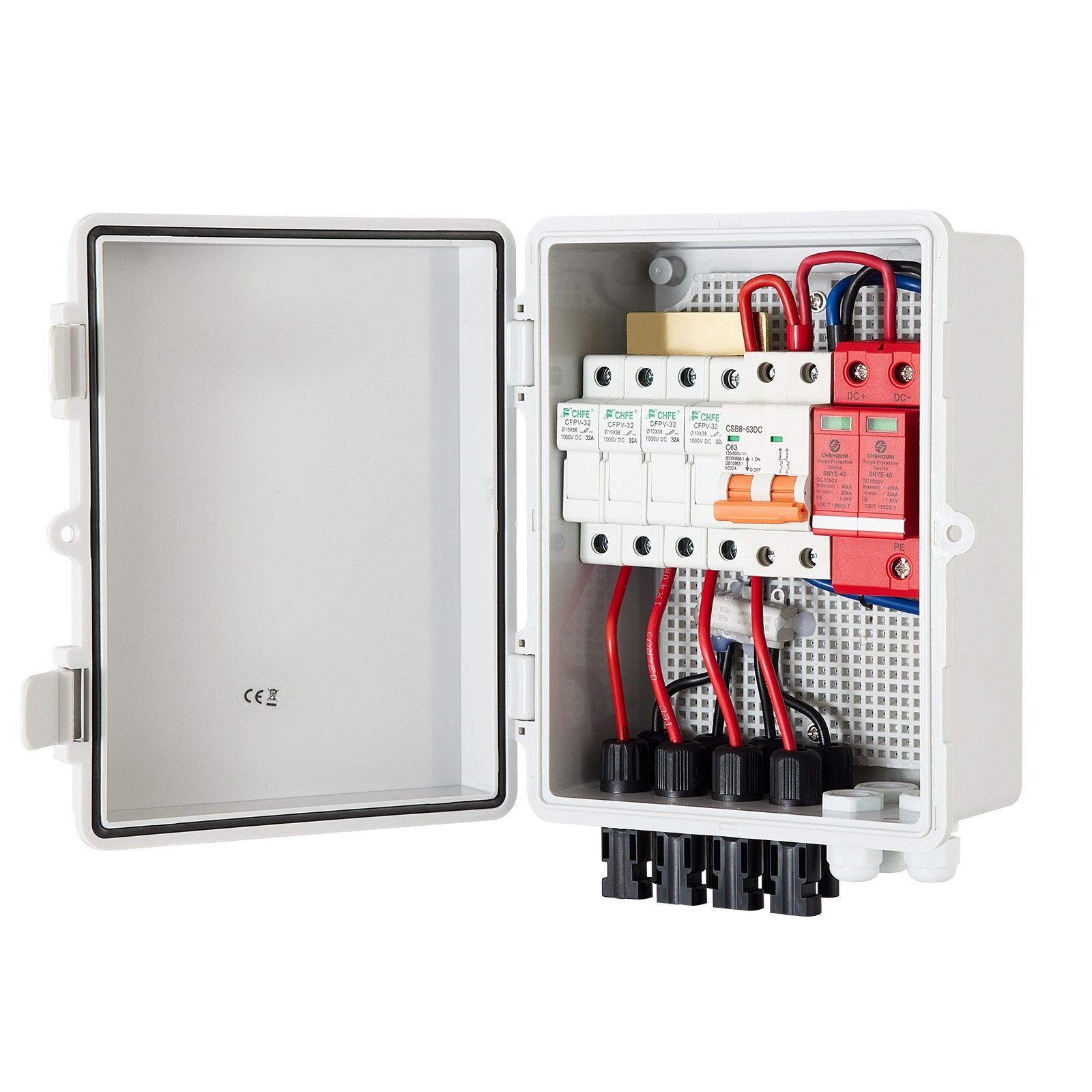 VEVOR Solar Combiner Box PV Combiner 15A 4 String Plastic for Solar Panel Kit