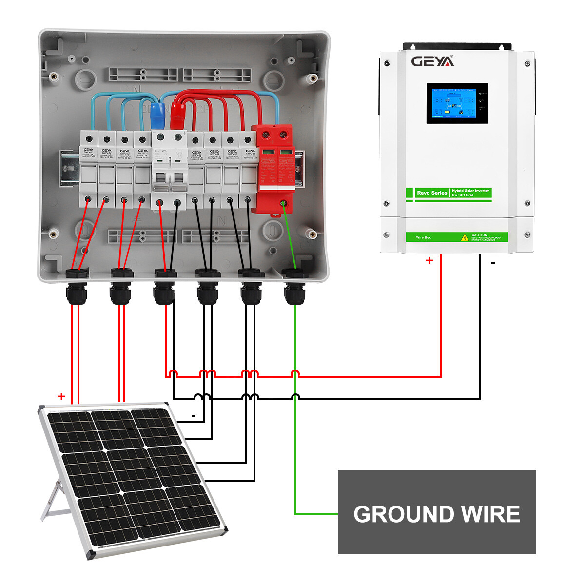 Solar PV Combiner Box Plastic 15A 4strings 550VDC Circuit Breaker Solar Panel