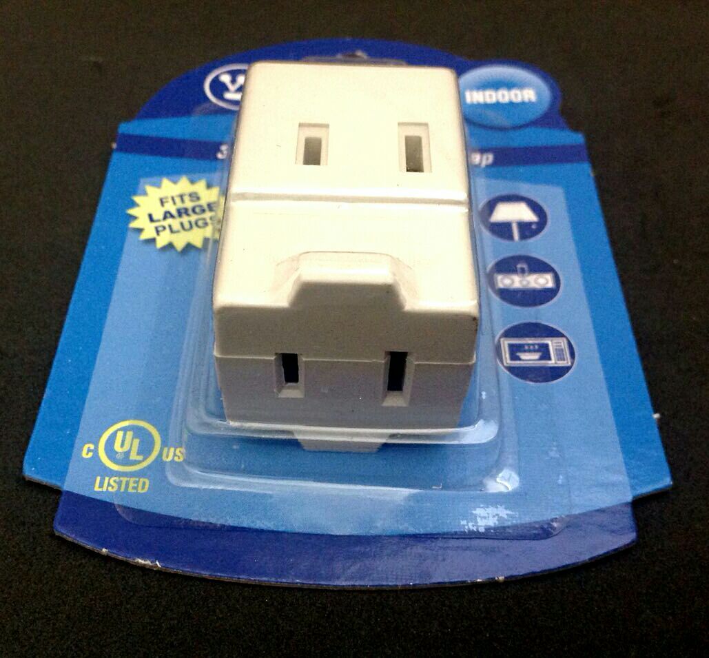 2 X 3-Outlet Polarized Cube Tap-UL Listed-Fits Large Plugs-Indoor Use-USA SELLER