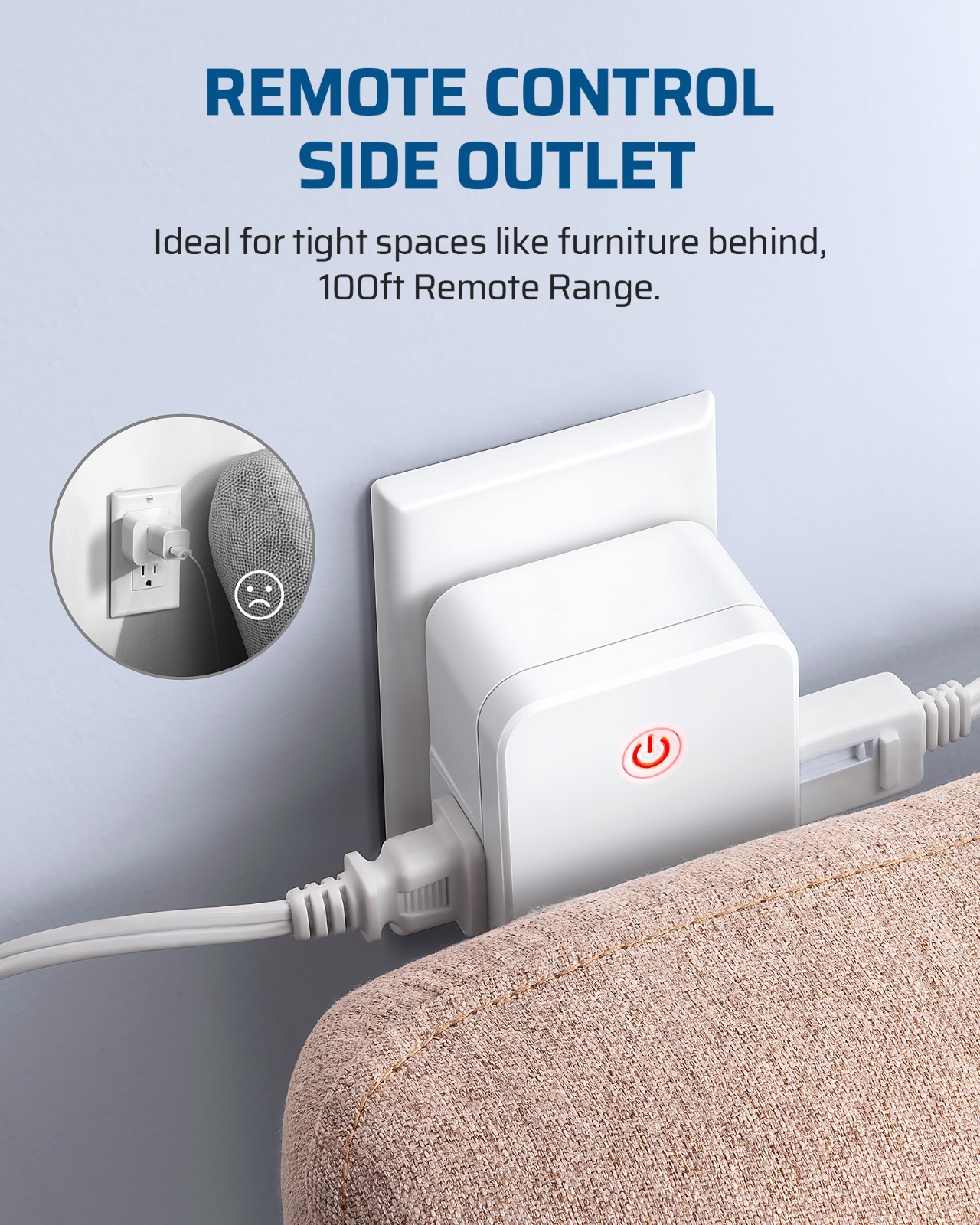 DEWENWILS Wireless Remote Control Electrical Outlet Switch 2 Side Outlets