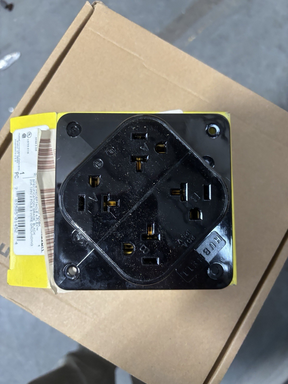 4-Plex 20 Amp Outlet Receptacle – Black (Commercial Grade) NEW