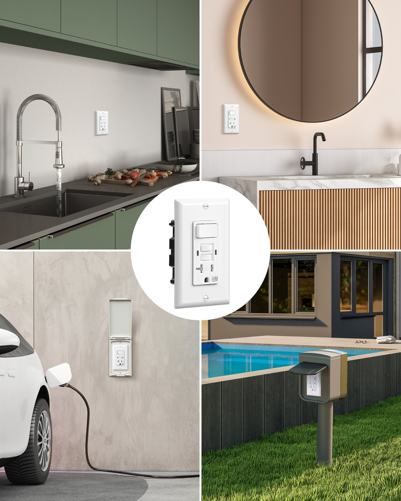 DEWENWILS 20A GFCI Switch Outlet Combo, 20 Amp GFCI Outlet, Weather Resistant