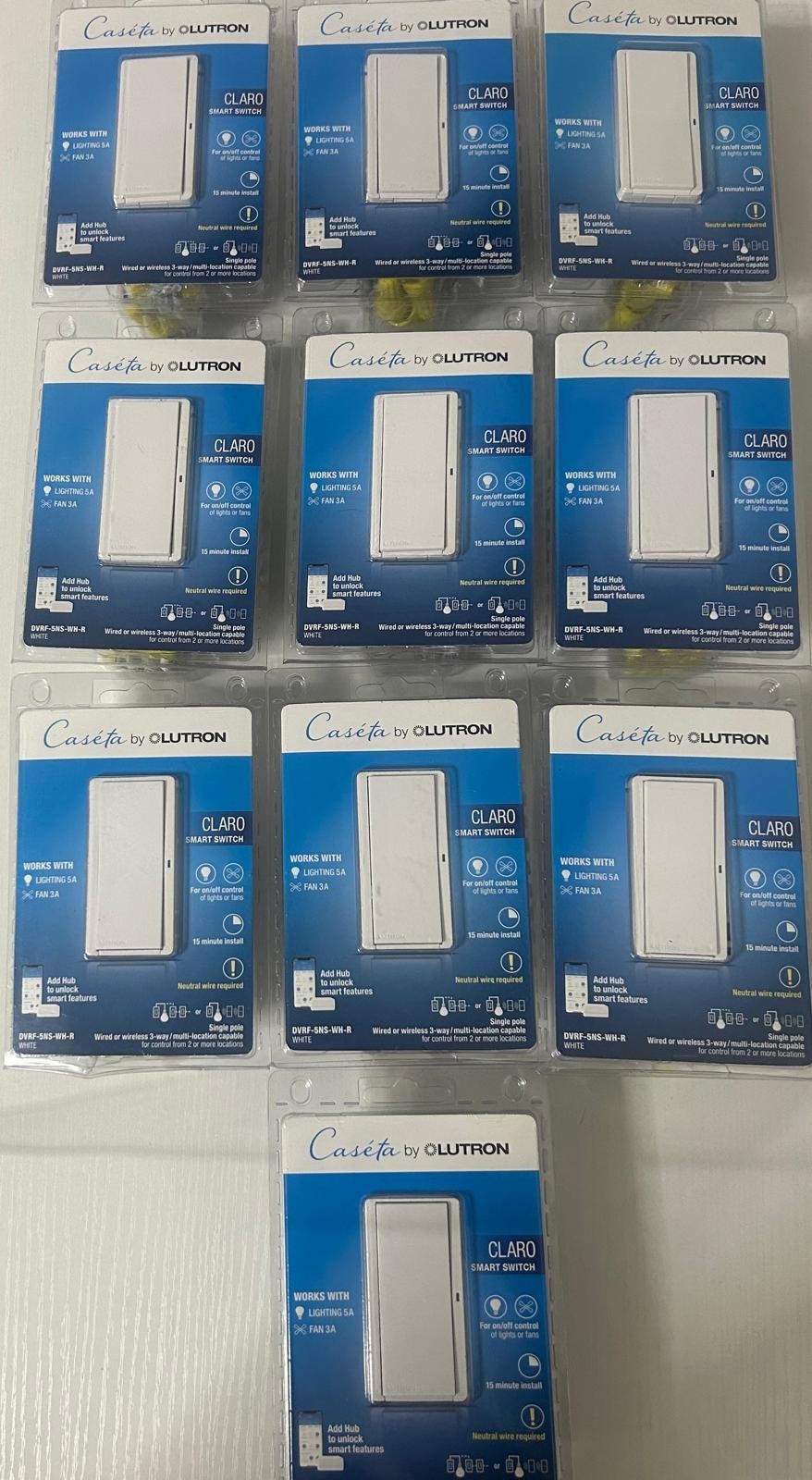 Lutron Caseta Claro Smart Switch – White (PACK OF 10) FREE SHIPPING