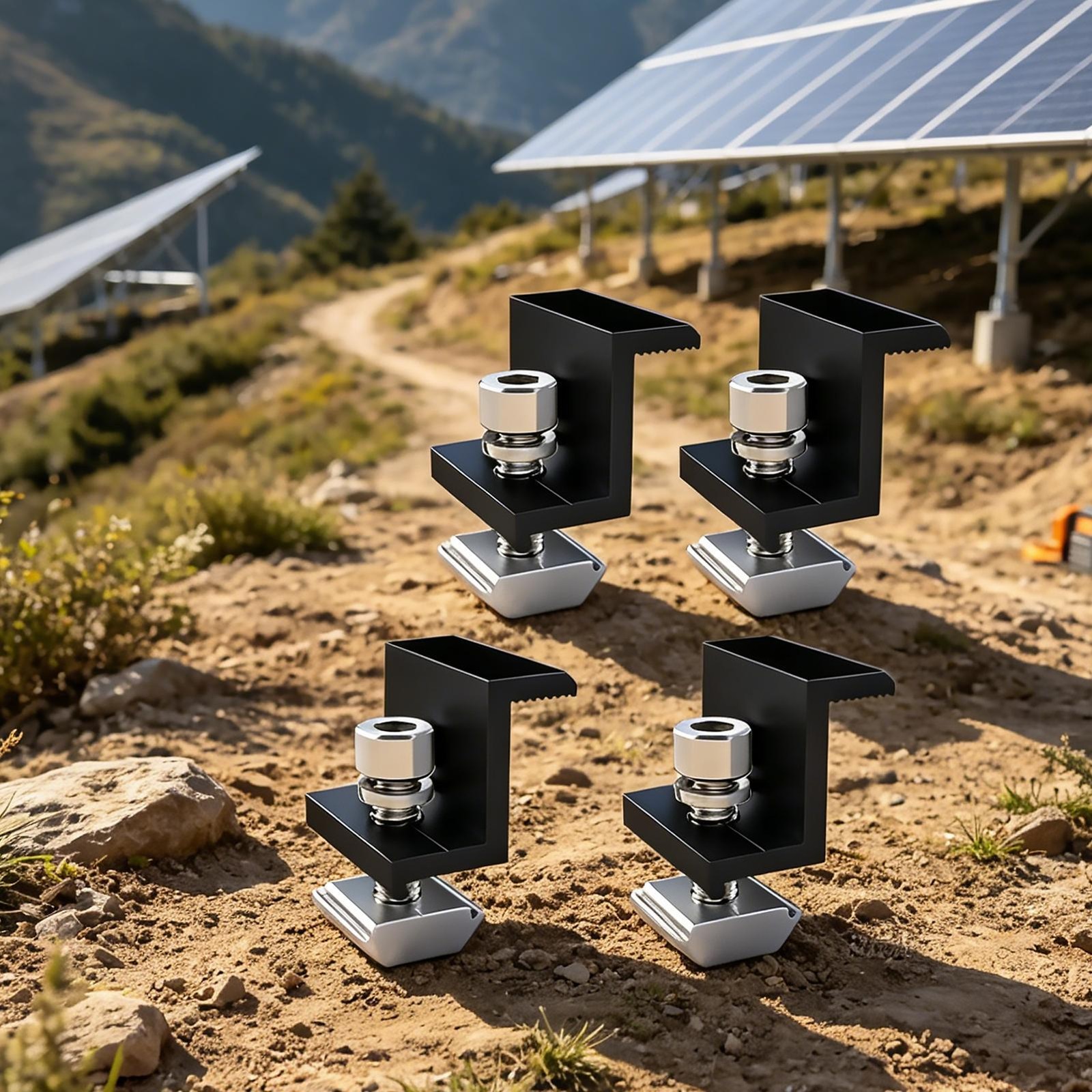 4 Pcs Solar Panel Clamps, Aluminum Alloy Solar Panel Mounting Brackets Clips