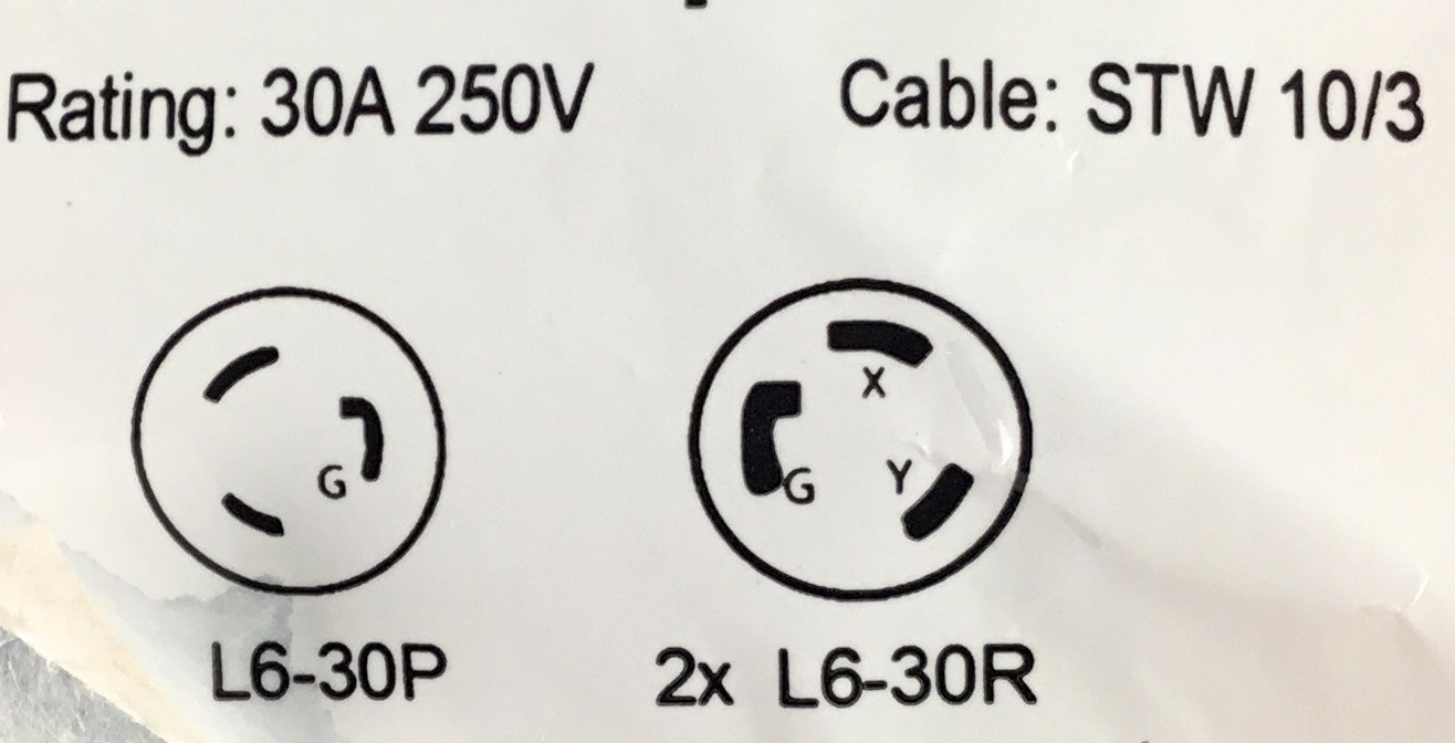30A Amp 250V 3′ Y Adapter Power Cord L6-30P L6-30R Generator RV Home New