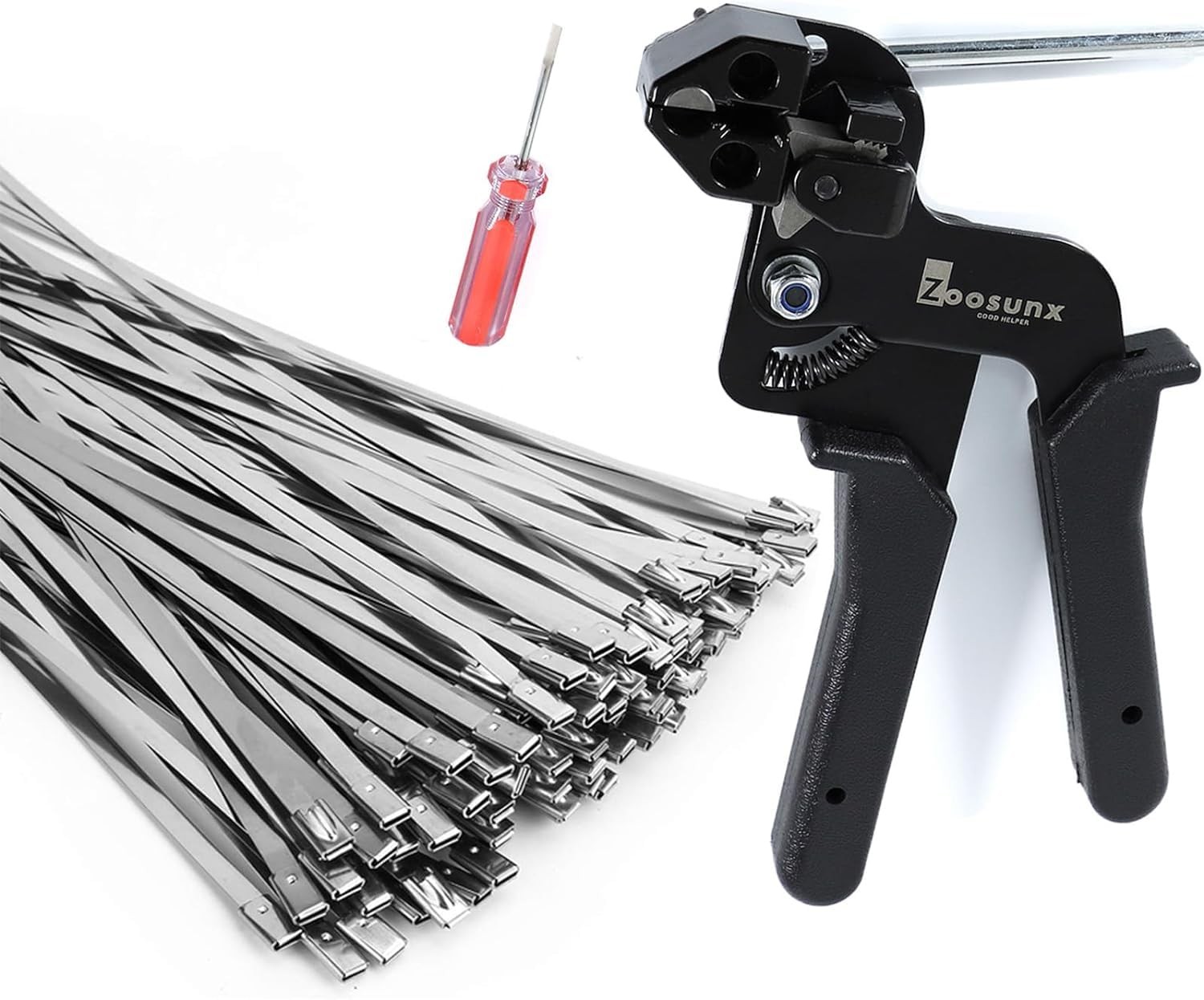Metal Zip Ties & Cable Tie Gun Set, 100PCS 11.8 Inch 304 Stainless Steel…