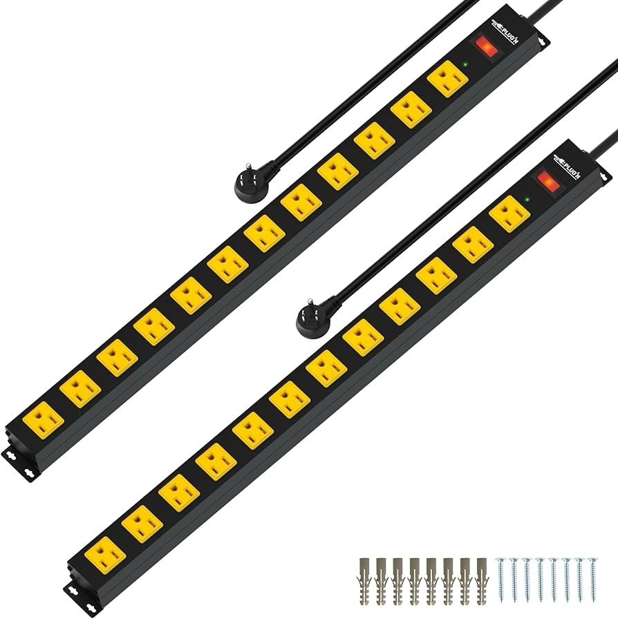 12 Outlet Long Power Strip, 2100 Joules Surge Protector, 6FT Power Cord, 2 Pack…
