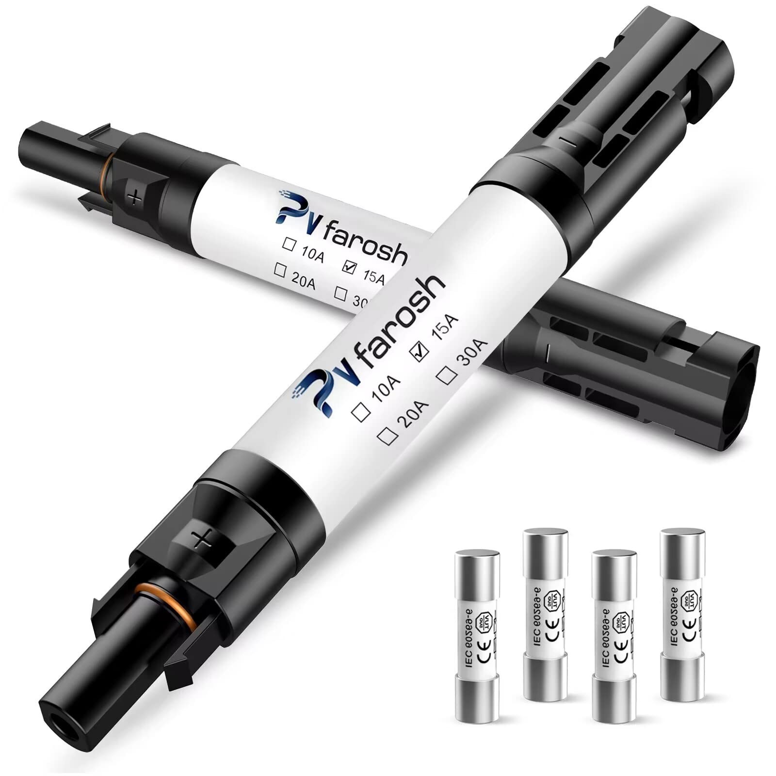 15A Solar Panel Fuse Connector IP68 Waterproof 1000V in-line Fuse Holder 15A …