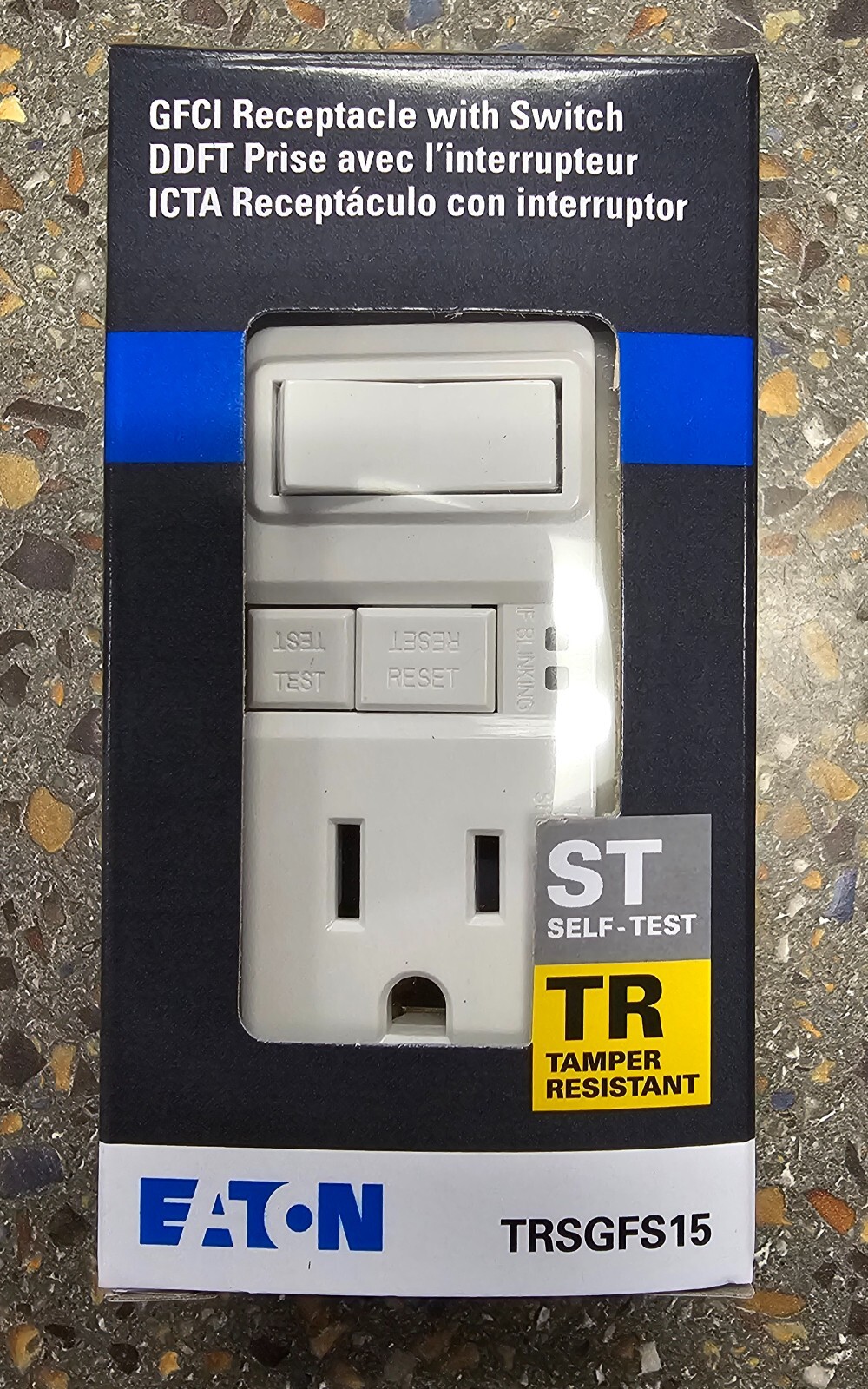 (BOX OF 6) EATON🔌 TRSGFS15W 15-Amp 125V GFCI Receptacle With Switch