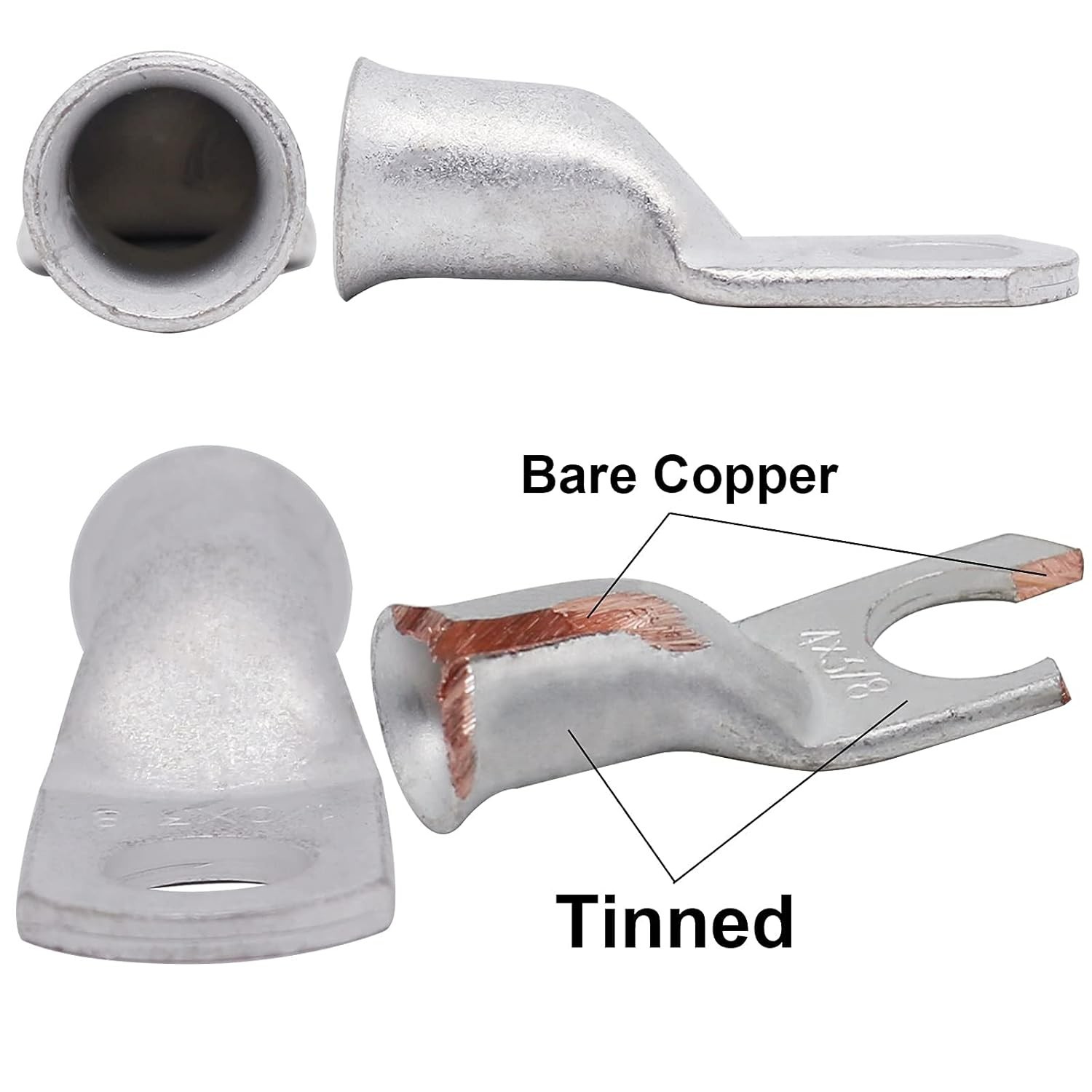 Corrosion-Resistant 6 AWG Tinned Copper Wire Lugs & Heat Shrink Tubing (10 Pack)