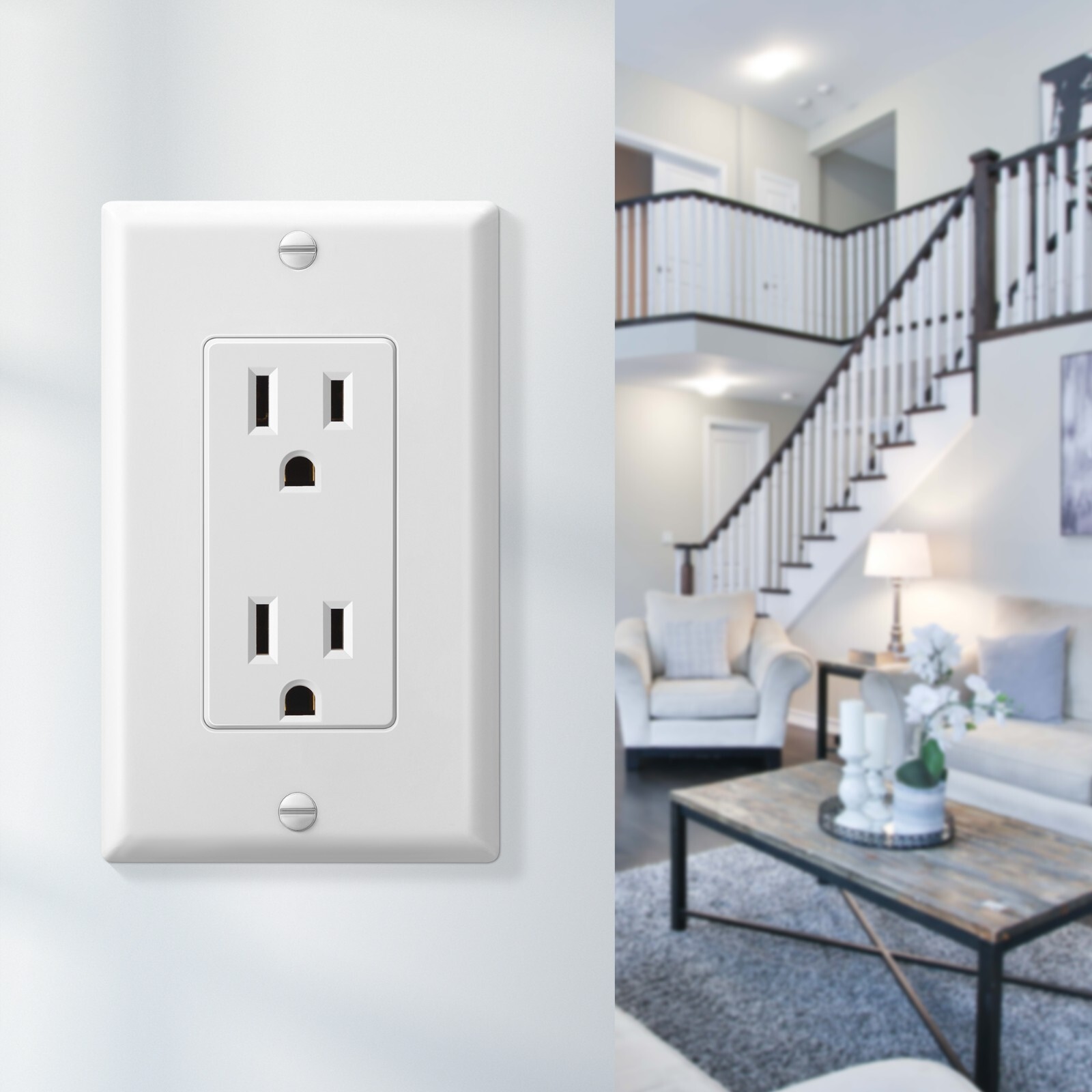 DEWENWILS 10 Packs Standard Electrical Wall Outlet, Non-Tamper Resistant,15 Amp