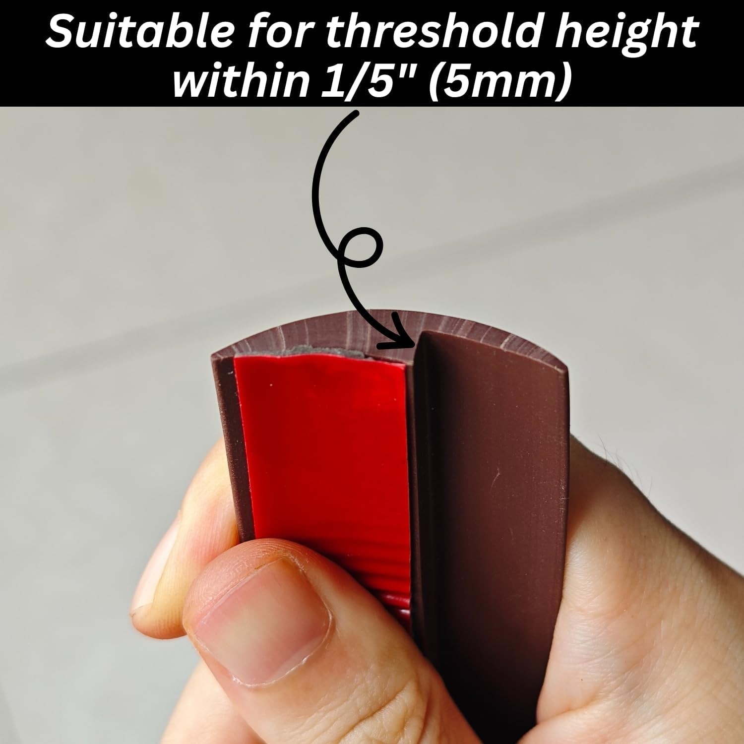 Floor Transition Strip 40 Inch Brown PVC Self Adhesive for Doorway Threshold Gap